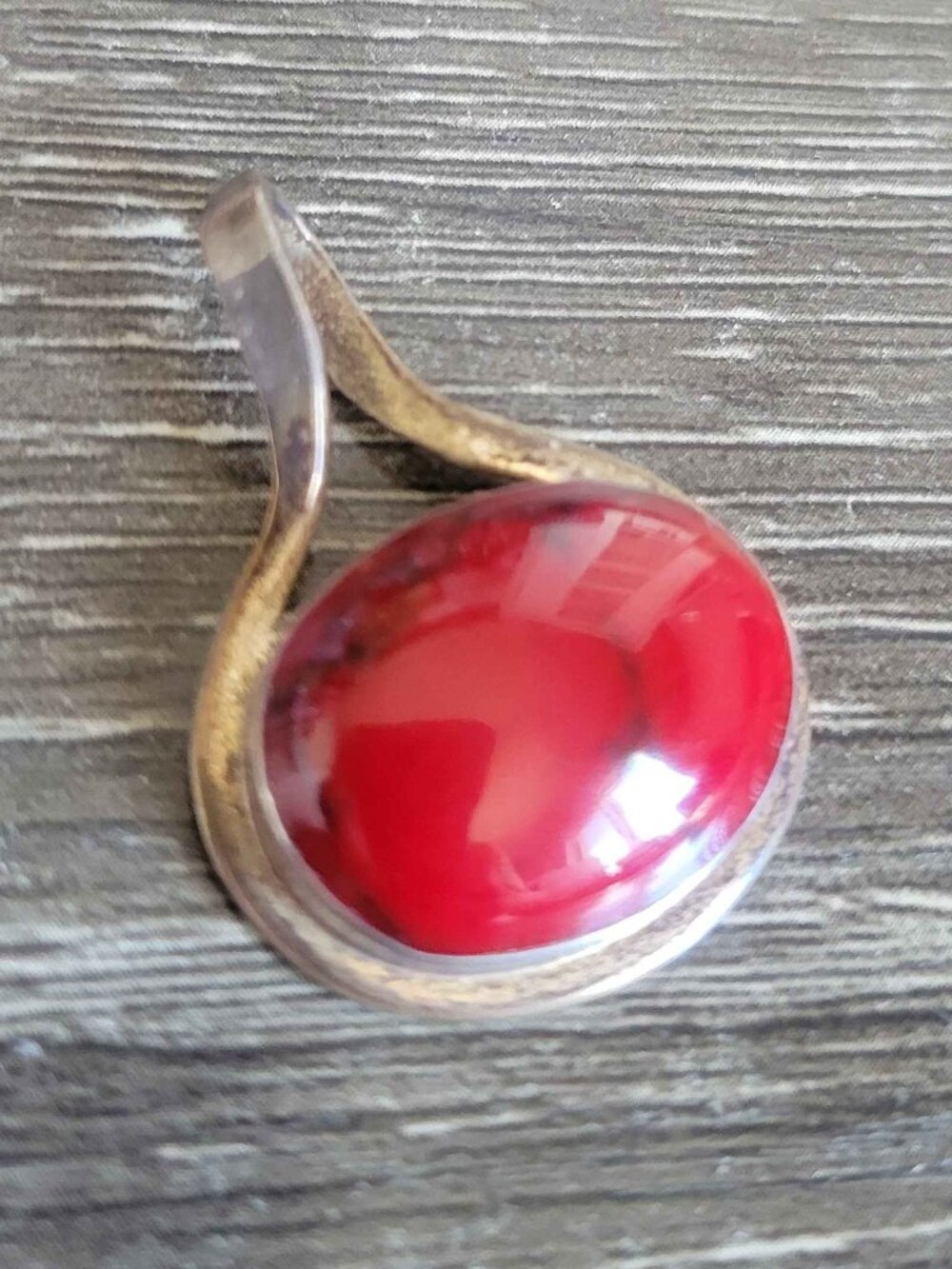 NO BRAND, sterling silver red stone pendant